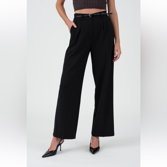 The Workshop High Waist Pleated Wide Leg Dress Pants Black - Picture 5 of 5